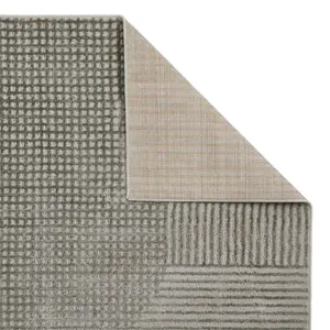 Grey Easy to Clean Modern Abstract Striped Living Room Dining Room Rug-80cm X 150cm