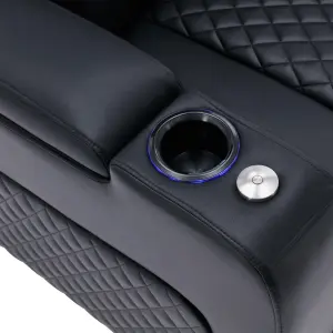 Broadway 4 Seater Electric Recliner Cinema Sofa USB Charging Led Base (Black)