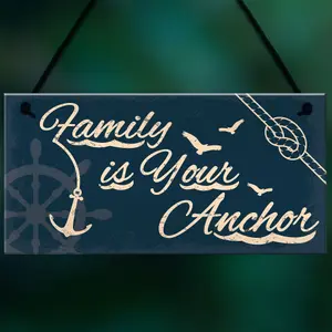 Red Ocean Seaside Family Is Your Anchor Shabby Chic Hanging Plaque Nautical Theme Bathroom/Kitchen Decor Gift Accessory