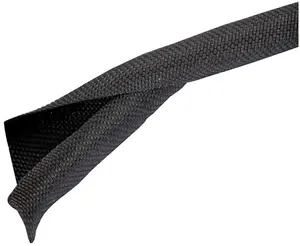 PRO POWER - Self-Closing Polyester Braided Wrap, Internal Dia. 10mm, Black, 1m