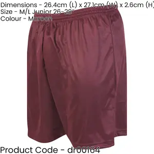 M/L - MAROON Junior Sports Micro Stripe Training Shorts Bottoms - Unisex Football