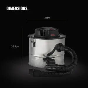 VonHaus Ash Vacuum Cleaner 15L, Home or Workshop Industrial Vacuum, Bagless Dust Collector for Fireplaces, Log Burners & More