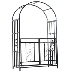 Metal Garden Gate Wedding Rose Arch Pergola Archway Climbing Plant Trellis Black