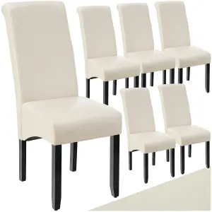 Dining Chair - ergonomic seat shape, high backrest, padded, faux leather - cream