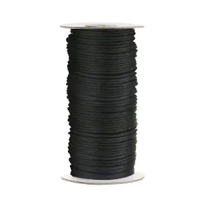 Round Elastic Cord, 3mm Wide Black Elastic String Roll Stretchy Strap for DIY Crafts Beading Knitting, 25 meters