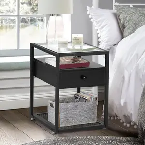 NS 1 Drawer Bedside Table Black