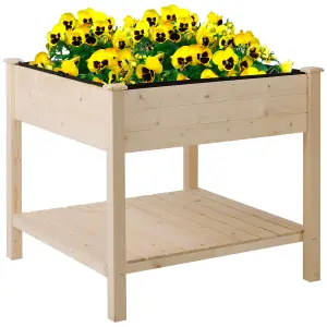 Outsunny Elevated Garden Planting Bed Stand Outdoor Flower Box w/ Storage Shelf