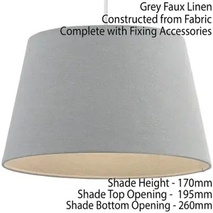 10" Inch Round Tapered Drum Lamp Shade Grey Linen Fabric Cover Simple Elegant