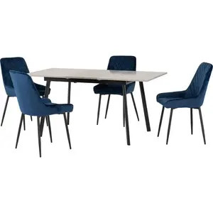 Raffaele 4 - Person Butterfly Leaf Dining Set Saphire Blue/Black