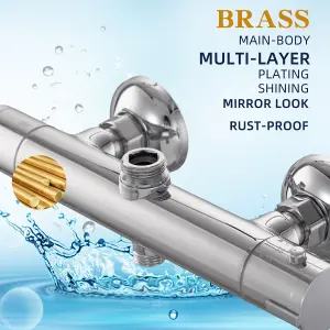 Thermostatic Shower Mixer Bar Two Outlet, Shower Mixer Taps Wall Mounted Thermostatic