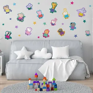 Peppa & Friends Wall Sticker Pack Children's Bedroom Nursery Playroom Décor Self-Adhesive Removable