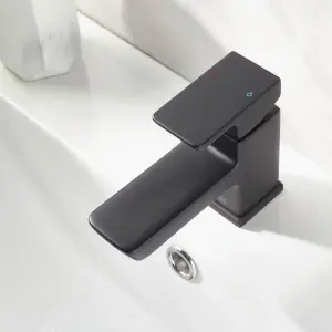 Bristan Noctis Small Black Square Deck Mixer Tap