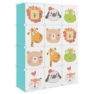 Cube Storage Cabinet for Kids with 12 Cubes Green PP