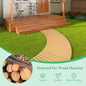 Costway Roll-Out Garden Pathway 216 x 43 cm Wooden Patio Curved Walkway Decking Boards