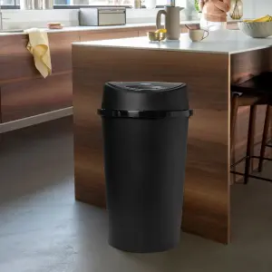 Black Kitchen Bin 45 Litre 45L TOUCH BIN Colour Bin for Home Garden Office School Kitchen Bathroom Top Bin Portable Pedal Bin Remo