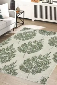 Villa Collection Floral Design Rug in Green