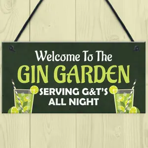 Funny GIN GARDEN Sign Home Gift Garden Sign Man Cave Plaque G and T Sign