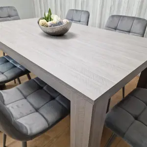 Dining Table and 6 Chairs Grey 6  Grey Velvet Chairs Wood Dining Set Furniture