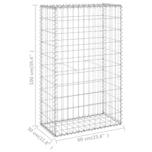 Berkfield Gabion Wall with Covers Galvanised Steel 60x30x100 cm