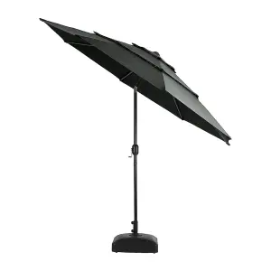 Dark Grey Garden 3-Tier Umbrella with Crank and Tilt