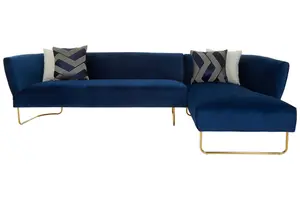 Renee Dark Blue Velvet 5 Seat Corner Sofa