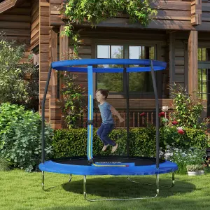 SPORTNOW 8ft Outdoor Trampoline with Safety Enclosure Net, Blue