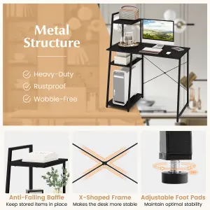 COSTWAY Home Office Desk Computer Desk PC Laptop Table w/ Bookshelf & Host Stand