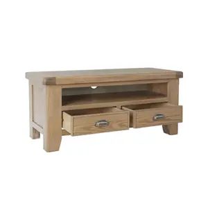 Home Source Holcombe Oak 2 Drawer TV Stand Cabinet