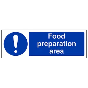 Food Preparation Area Catering Sign - Adhesive Vinyl - 300x100mm (x3)