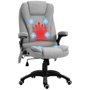 Vinsetto Office Chair w/ Heating Massage Points Relaxing Reclining Grey