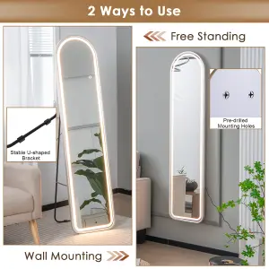 Costway Arch Full Length Mirror 3 Color Lighting Aluminum Frame Mirror Standing/Wall Mounted