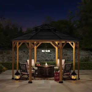 Sunjoy FSC Cedar Wood Gazebo EGGI - 395cm x 395cm, Anthracite