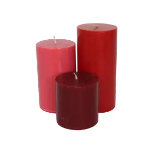 Pillar Candle Set of 3 Red Candles by Laeto Ageless Aromatherapy - FREE DELIVERY INCLUDED