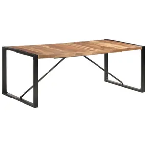 Cheyenne Dining Table Solid Wood Light Brown / Black / H75 x L200 x W100cm