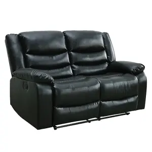 Sorreno 3+2 Bonded Leather Recliner Sofa Set In Black