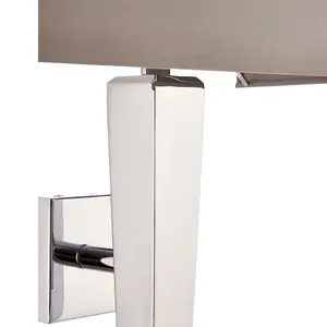 Rectangular Dimmable Wall Light Chrome & Grey Shade Modern Bedside Lamp Fitting