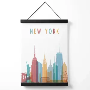 New York Colourful City Skyline Medium Poster with Black Hanger