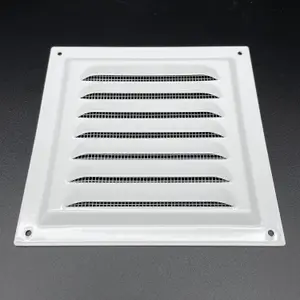 AirTech-UK Flat White Metal Fixed Grille 150x150mm with FlyScreen - External/Internal Mounting for Ventilation & Air Conditioning