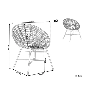 Set of 2 Garden Chairs ACERRA PE Rattan Light Brown