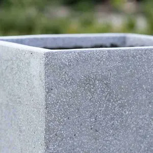 Primrose Grey Cube Handmade Fiberstone Indoor Outdoor Planter 40cm