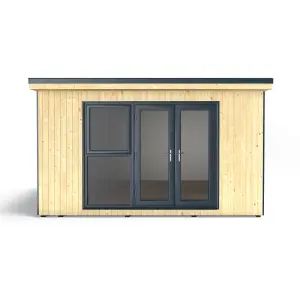 Forest Garden Xtend+ 11x13 ft with Double door & 2 windows Pent Garden office (H)2500mm x (W)4040mm - Assembly service included