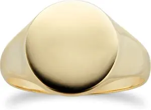 Goldsmiths 9Ct Yellow Gold Large Round Signet Ring - Ring Size T - Goldsmiths Rings