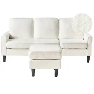 3 Seater Sofa with Ottoman Boucle White AVESTA