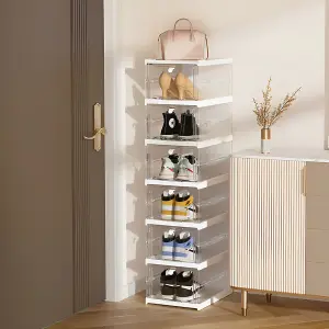 6-Tier Stackable Plastic Box Transparent Shoe Storage Box