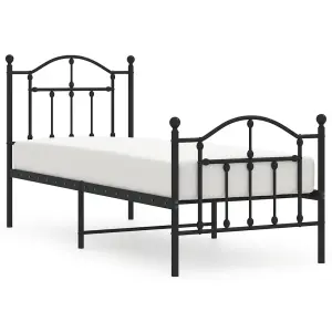 Berkfield Metal Bed Frame with Headboard and Footboard Black 75x190 cm