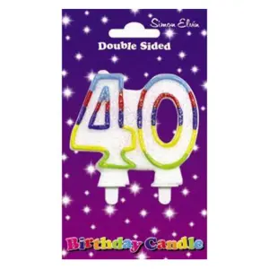 Simon Elvin Double Sided 40th Birthday Candle (Pack Of 6) Multicoloured (One Size)