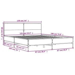 Berkfield Bed Frame without Mattress Grey Sonoma 135x190 cm Double