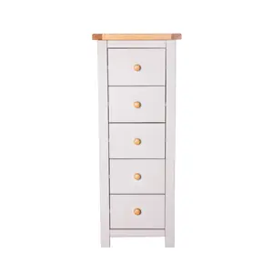 Argenta 5 Drawer Narrow Chest of Drawers Wood Knob