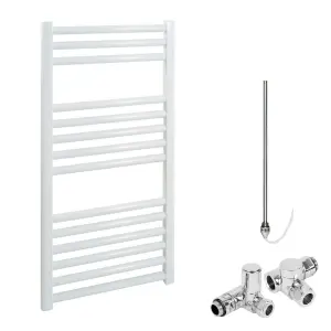 Bray Dual Fuel Heated Towel Rail, Straight, White - W400 x H800 mm