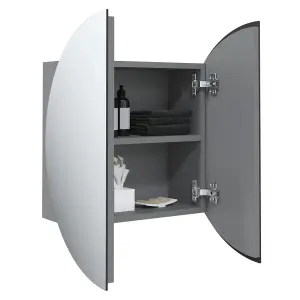 Berkfield Bathroom Cabinet with Round Mirror&LED Grey 40x40x17.5 cm